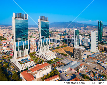 Folkart Towers aerial panoramic view in Izmir city 116161854