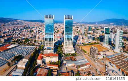 Folkart Towers aerial panoramic view in Izmir city 116161855