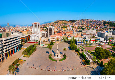 Izmir Clock Tower aerial view in Izmir city, Turkey 116161860