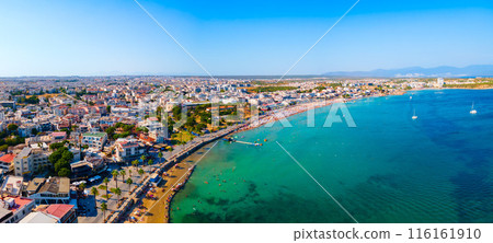 Didim city beach aerial panoramic view in Turkey 116161910
