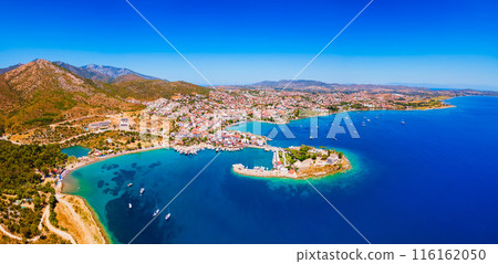 Datca beach and marina aerial panoramic view in Turkey Datca beach and marina aerial panoramic view in Turkey 116162050