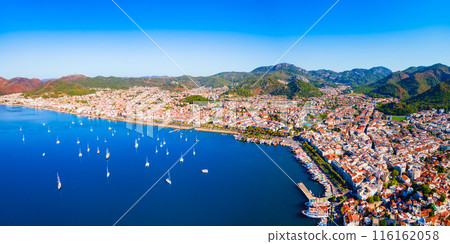 Marmaris beach aerial panoramic view in Mugla Province in Turkey 116162058