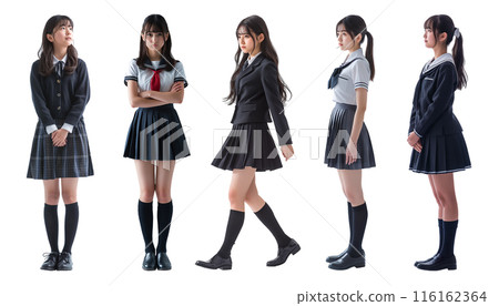 High school girl on white background "AI generated image" 116162364
