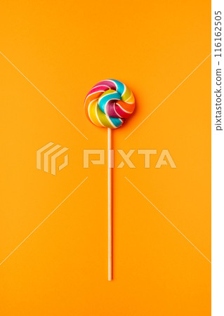 Color lollipop, spiral candy on stick, colorful striped lollypop, round fruit caramel, circle lollipop Color lollipop, spiral candy on stick, colorful striped lollypop, round fruit caramel, circle lollipop 116162505