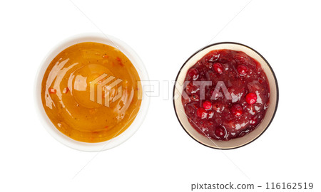 Mango Chutney, Sweet Orange Chili Paste, Mango Chilli Sauce on White Mango Chutney, Sweet Orange Chili Paste, Mango Chilli Sauce on White 116162519
