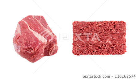 Mince Meat, Ground Beef, Uncooked Mincemeat Isolated Mince Meat, Ground Beef, Uncooked Mincemeat Isolated 116162574