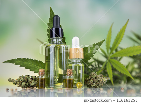Oil cbd, cannabis and hemp leaves, medical marijuana concept Oil cbd, cannabis and hemp leaves, medical marijuana concept 116163253