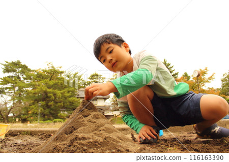 Children playing in the sandbox Children playing in the sandbox 116163390