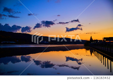 Twilight Serenity at Houghton Lake with Pier Reflection 116163432