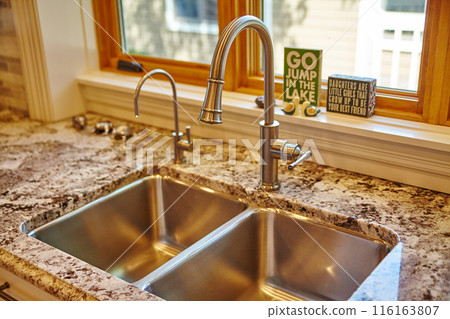 Modern Kitchen Sink with Granite Countertop and Homely Decor Modern Kitchen Sink with Granite Countertop and Homely Decor 116163807
