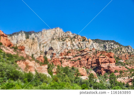 Sedona Red Rock Formations and Lush Greenery, Elevated View Sedona Red Rock Formations and Lush Greenery, Elevated View 116163893