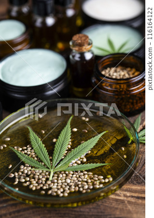 Cosmetics hemp, medical marijuana concept Cosmetics hemp, medical marijuana concept 116164122