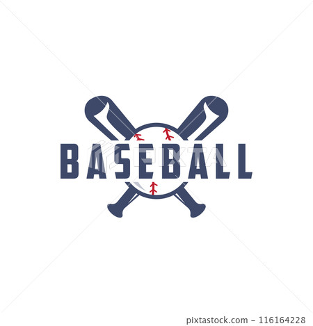 Modern vector baseball logo baseball softball sport simple bat and ball template illustration 116164228