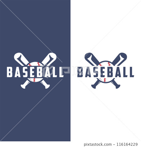 Modern vector baseball logo baseball softball sport simple bat and ball template illustration 116164229