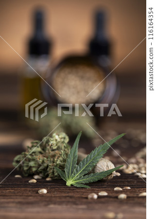 Cbd, weed, marijuana leaves and cannabis buds Cbd, weed, marijuana leaves and cannabis buds 116164354