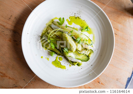 Blackfin bass and fermented cucumber appetizer Blackfin bass and fermented cucumber appetizer 116164614