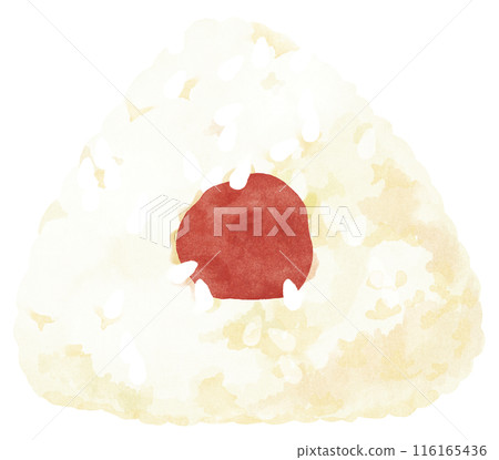 三角飯糰配酸梅，水彩觸感 116165436