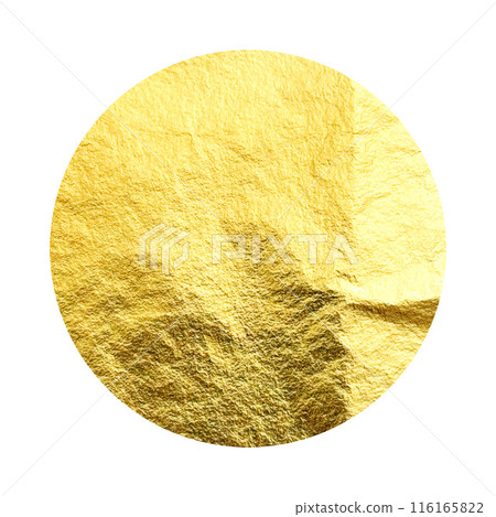 Gold foil, shiny handmade circle. Golden glittering texture, pattern. Luxury shining hand drawn background. Wedding, greeting card decoration element. Modern minimalist art. Vector illustration 116165822