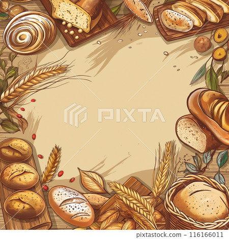 棕色麵包框插畫背景 116166011