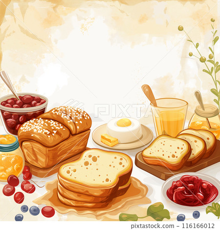 餐桌上有麵包簡單的插圖 116166012