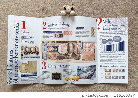 Japan Bank new series of Banknotes information brochure given at Currency Museum in Nihombashi, Tokyo, Japan. July 3, 2024 116166357