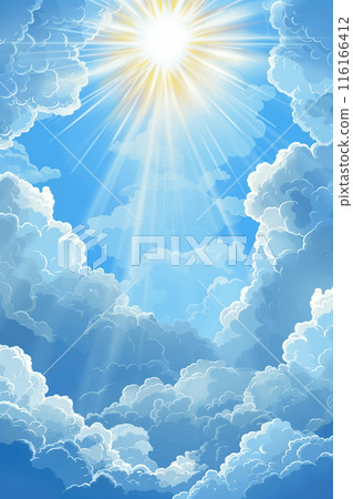 太陽照亮的藍天插畫桌布素材 太陽照亮的藍天插畫桌布素材 116166412