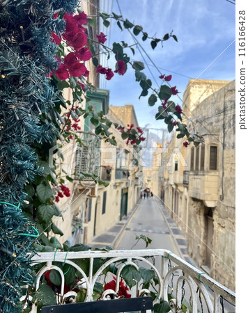 View from a traditional Maltese house in Mdina, Malta to a street. 116166428