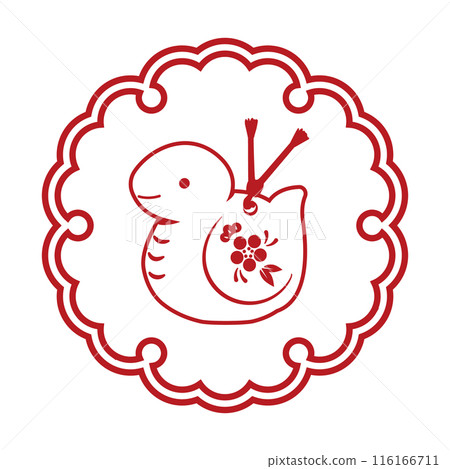 Illustration of a snake ornament on a snowflake pattern 116166711