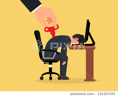 Exhausted employee recharged. Exhausted employee recharged. 116167205