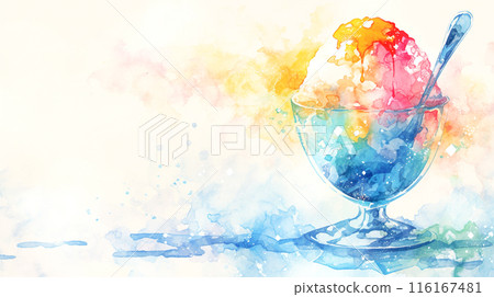 浪漫多彩的刨冰水彩插圖 浪漫多彩的刨冰水彩插圖 116167481