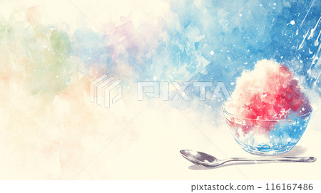 浪漫草莓口味刨冰水彩插畫 116167486