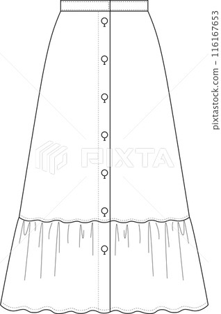 Buttoned frill skirt [hanger illustration] 116167653