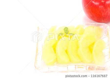 Apple compote, sweetened dessert, light background 116167687