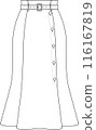 Belted side button mermaid skirt [hanger illustration] 116167819