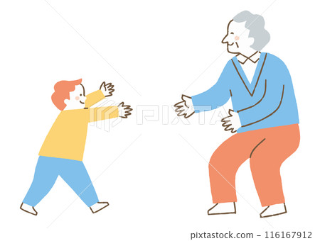 Grandfather reuniting with his grandson after a long time_Color Grandfather reuniting with his grandson after a long time_Color 116167912