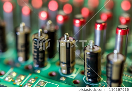 Electronic capacitors on circuit board 116167916