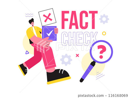 Fact or Fake Check News Vector Illustration with Myths vs Facts for Thorough Verification and Evidence Comparison in a Flat Cartoon Style Background 116168069