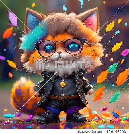 被五顏六色的油漆覆蓋的時尚小貓 被五顏六色的油漆覆蓋的時尚小貓 116168500