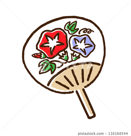 上面有牽牛花圖案的扇子 116168544