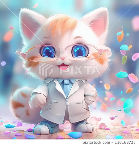 Stylish kitten covered in colorful paint 116168725
