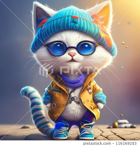 Stylish kitten covered in colorful paint 116169283