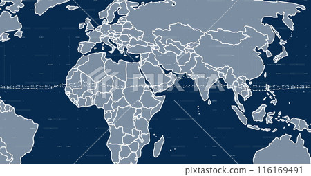 Image of data processing over world map 116169491