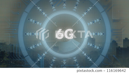 Image of 6g text over round scanner against aerial view of cityscape Image of 6g text over round scanner against aerial view of cityscape 116169642