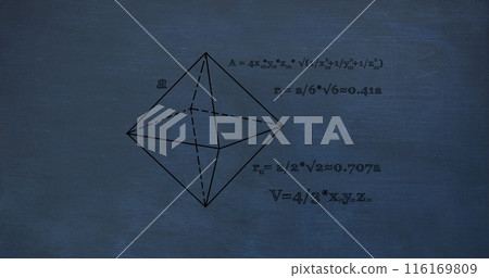 Image of mathematical data processing over blue background Image of mathematical data processing over blue background 116169809