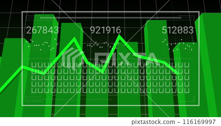Image of graphs, changing numbers, loading bar, squares over grid pattern and graphs Image of graphs, changing numbers, loading bar, squares over grid pattern and graphs 116169997