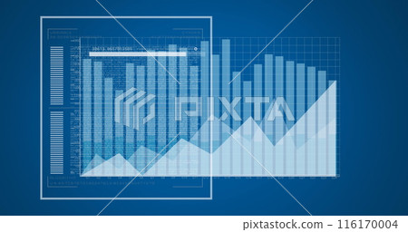 Image of loading bar with changing numbers, graphs, data over blue background Image of loading bar with changing numbers, graphs, data over blue background 116170004