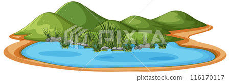 Serene Lake with Green Hills Serene Lake with Green Hills 116170117