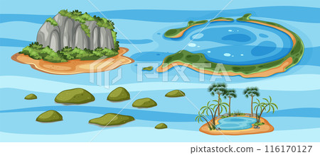 Scenic Island Landforms Illustration 116170127