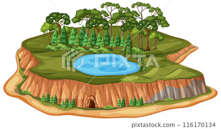 Forest Island with Pond and Cave 116170134