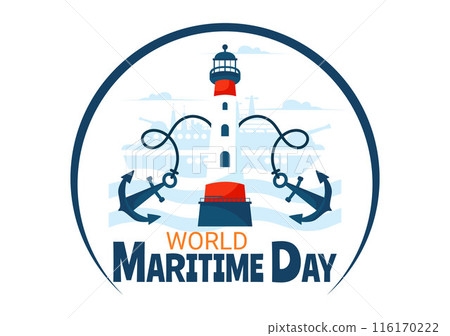 World Maritime Day Vector Illustration with Sea and Ship for Shipping Safety, Security, and the Marine Environment in a Nautical Flat Background 116170222